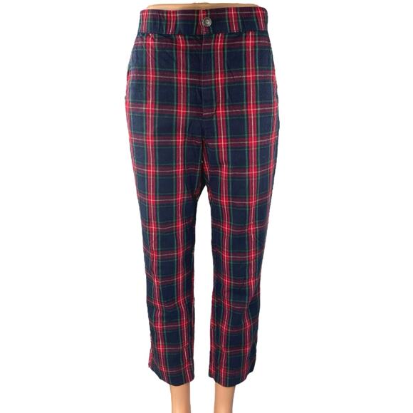 Hollister Pants - Hollister Multicolor Plaid Checkered Straight Leg High Waist Trousers Pants M